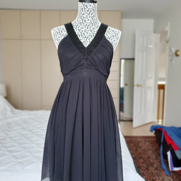H&M Black Beaded V Neck Formal Dress - Picture 1 of 6